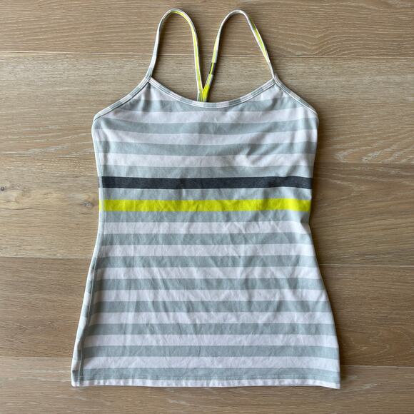 Lululemon Power Y Tank Luon Jet Stripe Heathered Silver Spoon sz 8 - Picture 5 of 7
